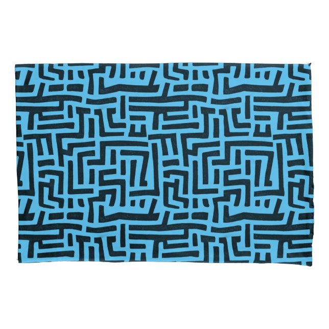 Motif Azul E Preto | Padrão Geométrico Maze (Frente)