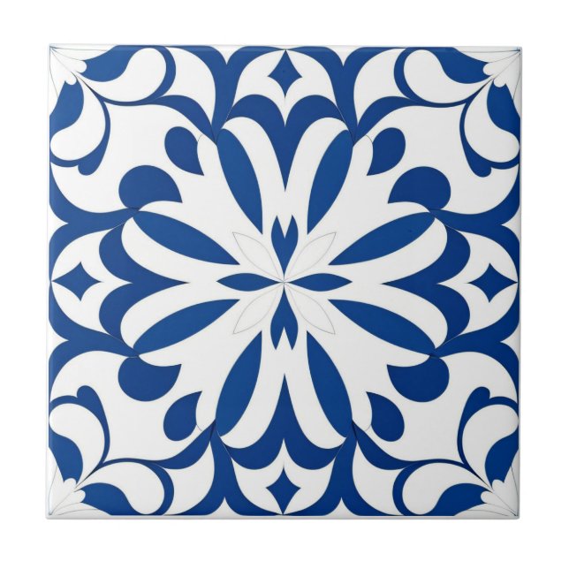 Motif bleu sur fond blanc (Frente)