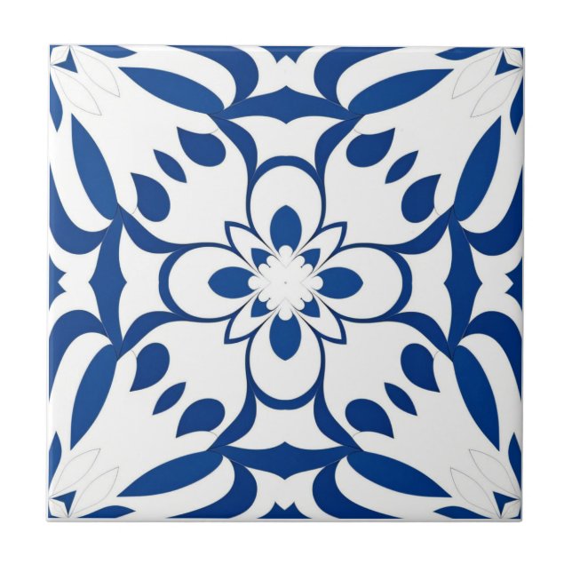 Motif bleu sur fond blanc (Frente)