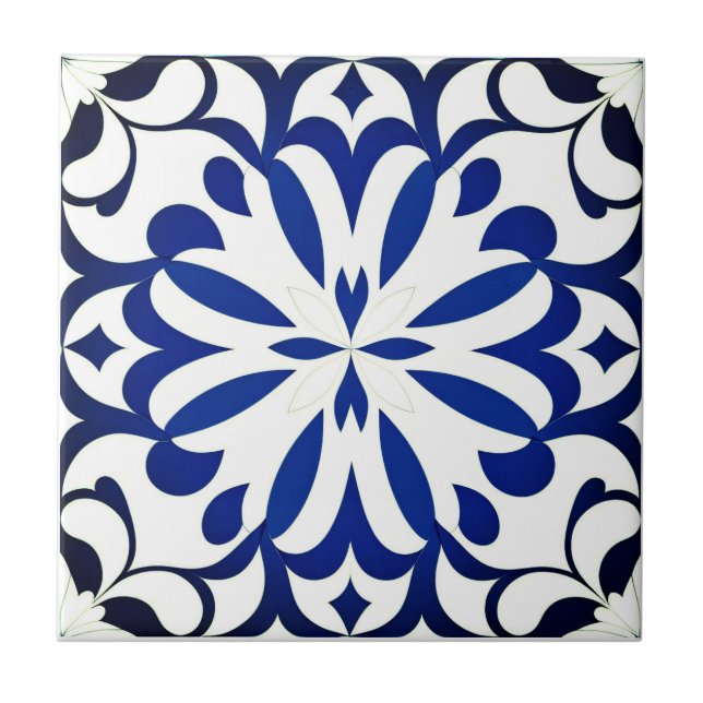 Motif bleu sur fond blanc (Frente)