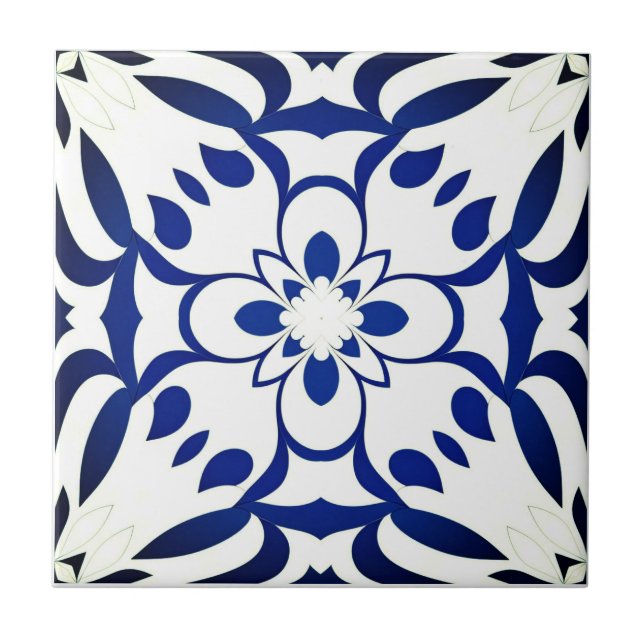 Motif bleu sur fond blanc (Frente)