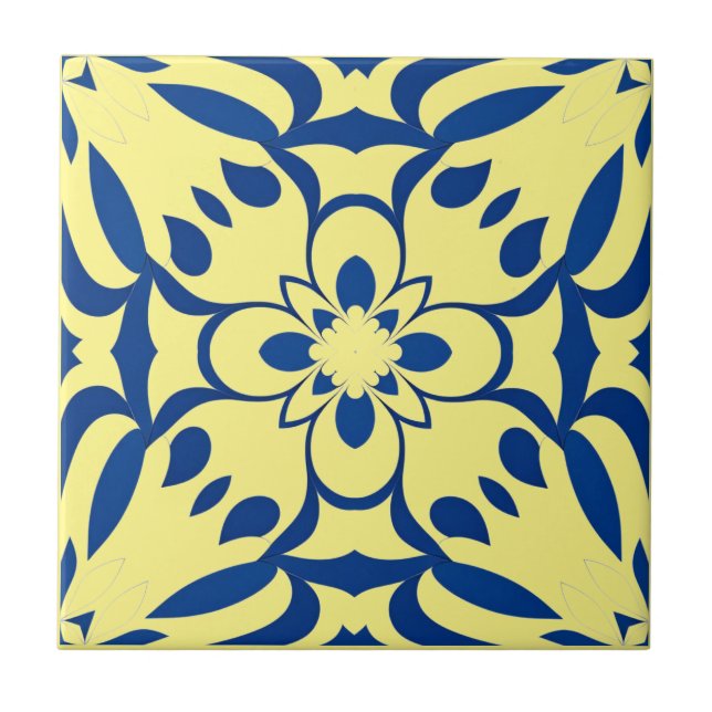 Motif bleu sur fond jaune (Frente)