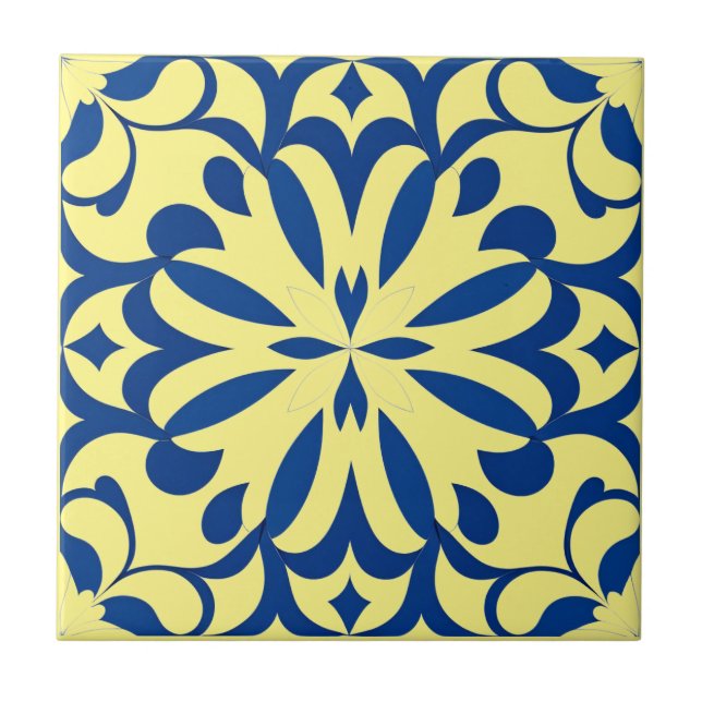 Motif bleu sur fond jaune (Frente)