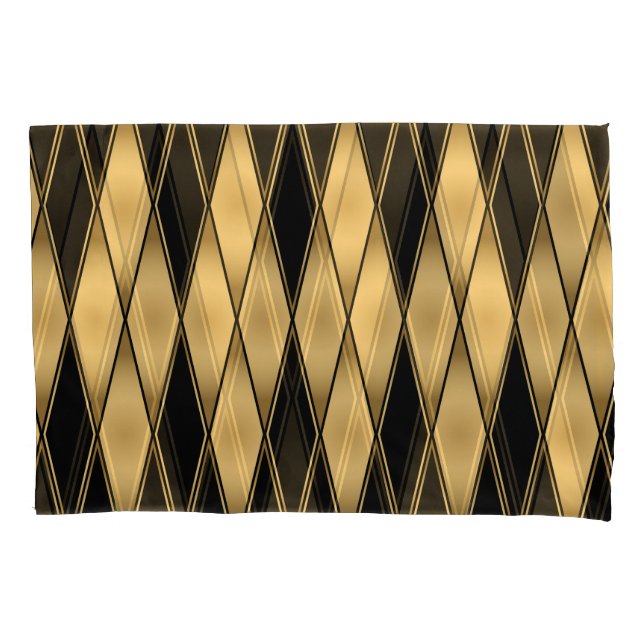 Motif de diamante: padrão elegante preto-dourado. (Frente)