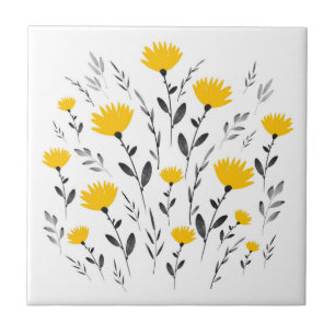 Motif Floral da Cinza Amarela Moderna