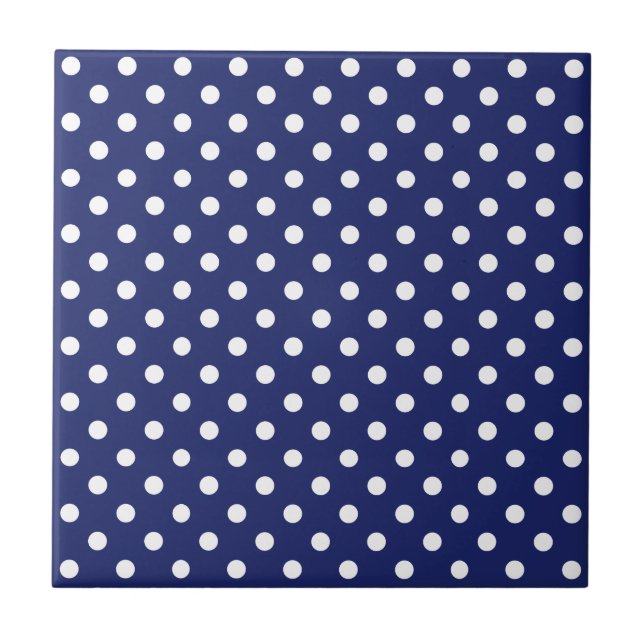 Motif Pois Blanc Bleu marine (Frente)