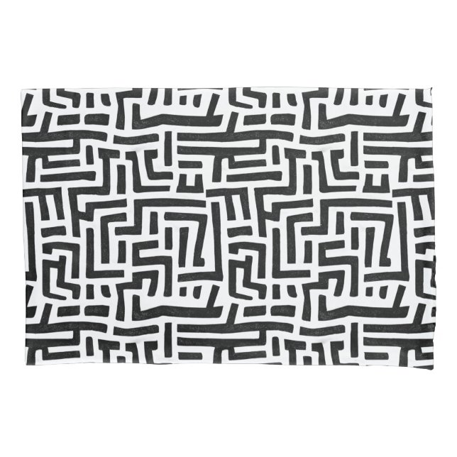 Motif Preto E Branco | Padrão Geométrico Maze (Frente)