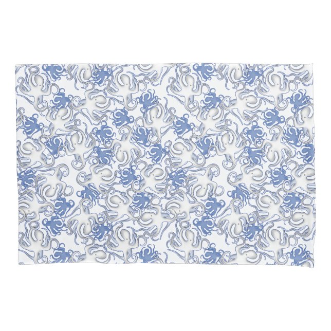 Motif Repetitivo Branco E Azul | Padrão Octopus (Frente)
