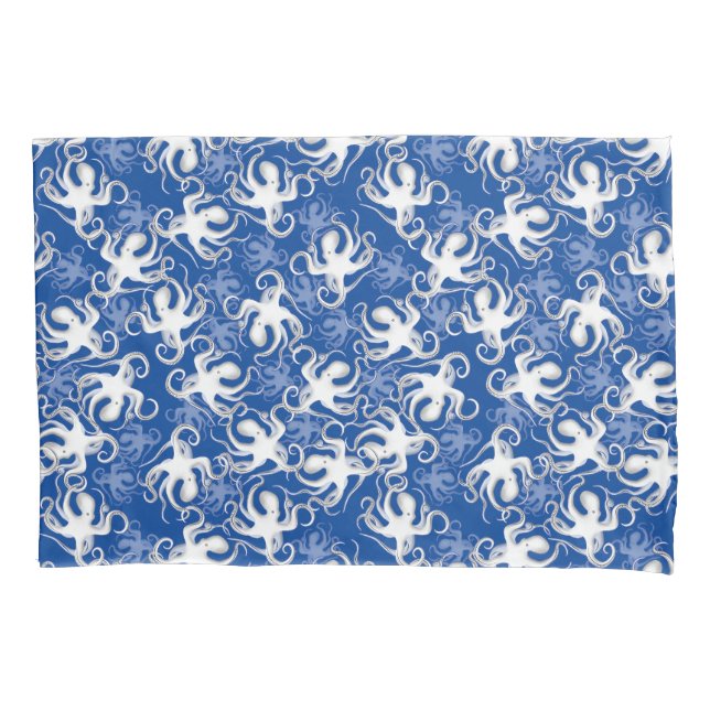 Motif Repetitivo Branco E Azul | Padrão Octopus (Frente)