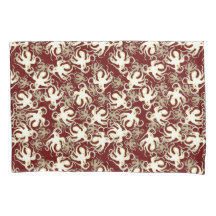 Motif Repetitivo Dourado E Vermelho | Padrão Octop