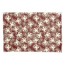 Motif Repetitivo Dourado E Vermelho | Padrão Octop