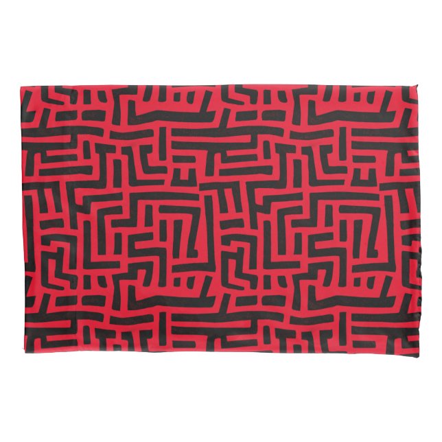 Motif Vermelho E Preto | Padrão Geométrico Maze (Frente)