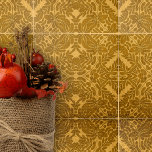 Motifs Dourados Geométricos Simétricos Floral e Fo<br><div class="desc">Esse azulejo cerâmico apresenta um design complexo e detalhado que é cativante e elegante. O azulejo apresenta uma matiz quente de ouro como sua cor base, que é graciosamente contrastada por intrincados contornos escuros. Esses contornos formam um padrão simétrico de motivos florais e folhosos que se espalham uniformemente pelo azulejo,...</div>