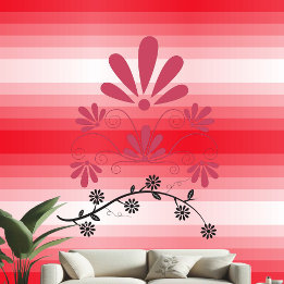 Motifs Florais Decorativos Stripes Brancas Vermelh