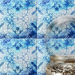 Motifs White Leafy Clássicos e Elementos Florais<br><div class="desc">Este azulejo de cerâmica decorativa é uma bela mistura de arte e elegância. O design é intrincado e simétrico, com uma mistura harmoniosa de elementos folhosos e florais. Os padrões são trabalhados meticulosamente, mostrando a fineza dos artesãos tradicionais. O azulejo é adornado com diferentes tons de azul, que vão do...</div>