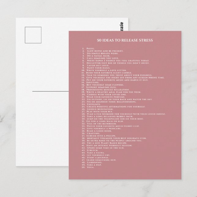 Motivação de autocuidado cartão postal rosa vintag (Frente/Verso)