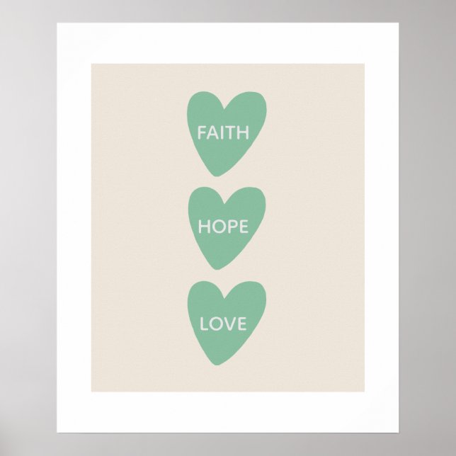Motivational Faith Hope Love Hearts Poster (Frente)