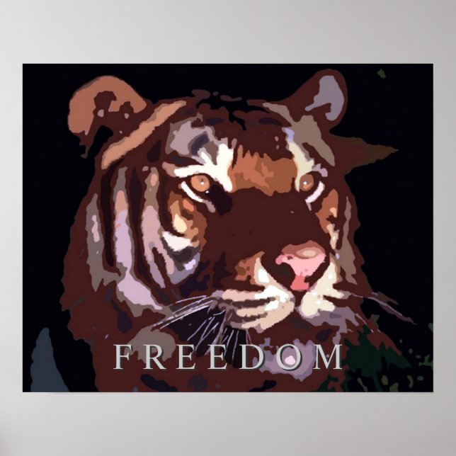 Motivational Freedom Tiger Eyes Poster Print (Frente)