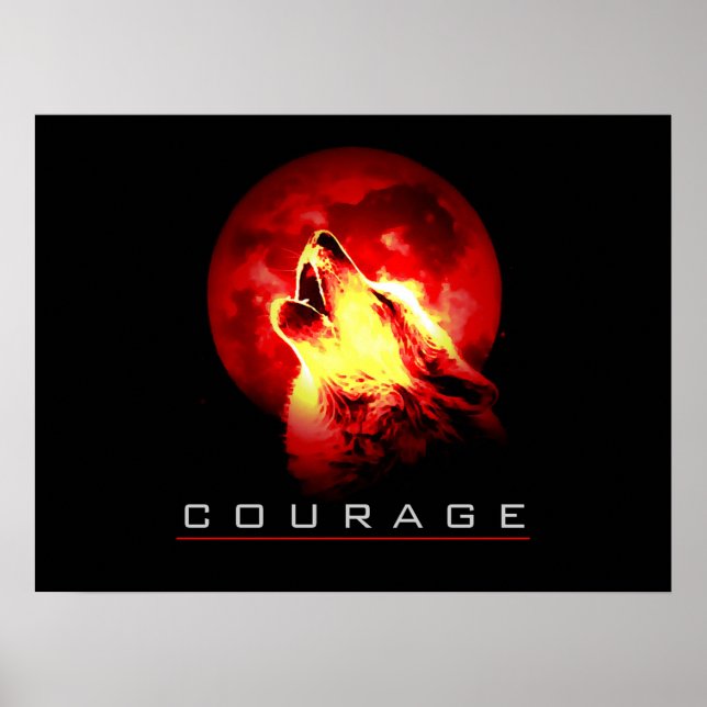 Motivational Leadership Courage Wolf Poster Print (Frente)