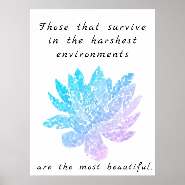 motivational succulent art blue and pink poster (Frente)