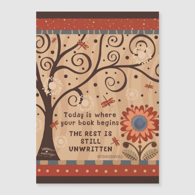 Motivational Unwritten Quote Floral Magnetic Card (Frente)