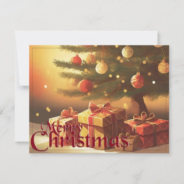 Motivo de Natal, com Presentes sob a Árvore de Nat (Frente)