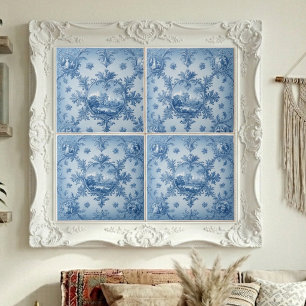 Motivo Floral Rústico Country em Azul Empoeirado T