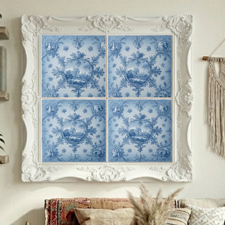 Motivo Floral Rústico Country em Azul Empoeirado T