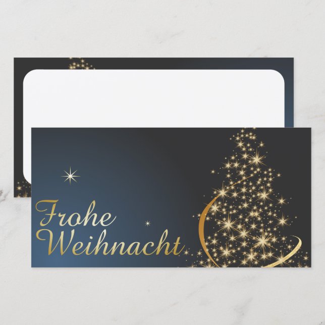 Motivo natalício azul com árvore de Natal dourada (Frente/Verso)