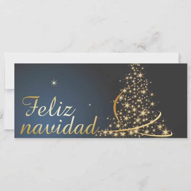 Motivo navideño azul con dorado árbol de navidad (Frente)