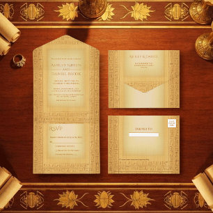 Motivos Hieroglíficos de Ouro Antigo Casamento Egí