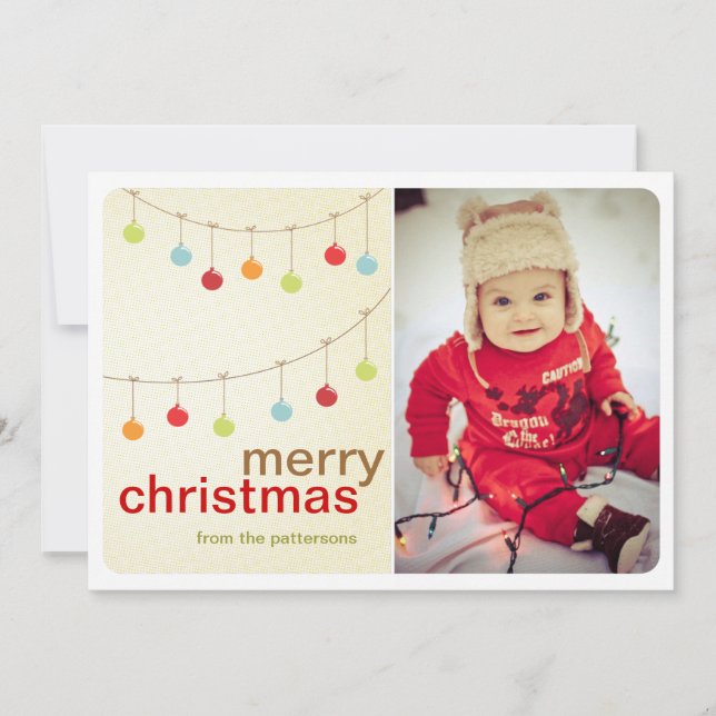 Motivos Modernos Feliz Cartão com fotos de Natal (Frente)