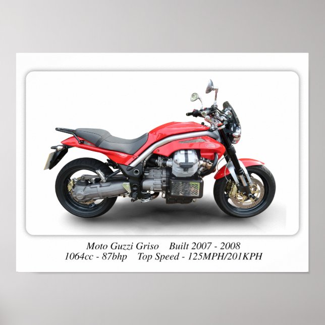 Moto Guzzi Griso Moto - Poster Impressão A3 Tamanh (Frente)