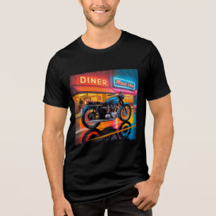 Moto Neon Retro — Camiseta Masculina Cafe Racer