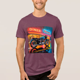 Moto Neon Retro — Camiseta Masculina Cafe Racer