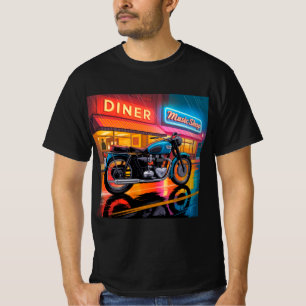 Moto Neon Retro — Camiseta Masculina Cafe Racer