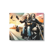 Motocicleta caminhando de homem e mulher na Canvas