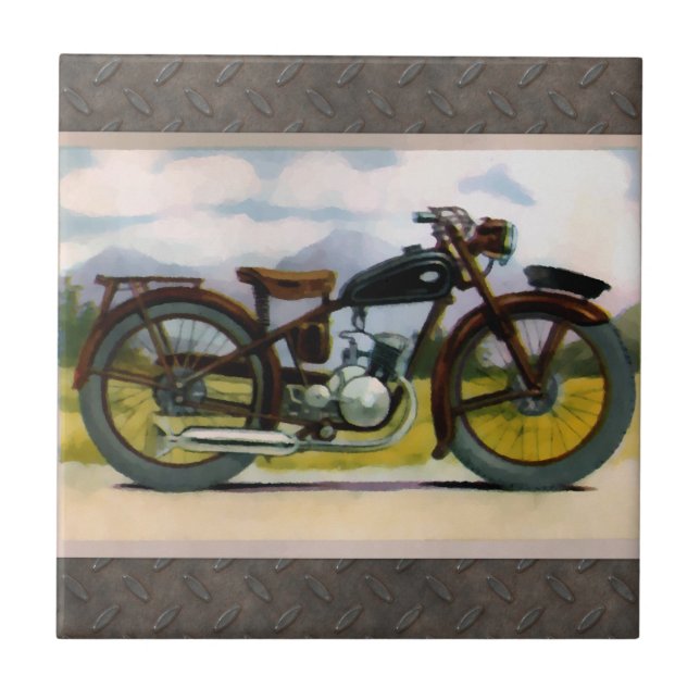 Motocicleta do vintage da aguarela (Frente)