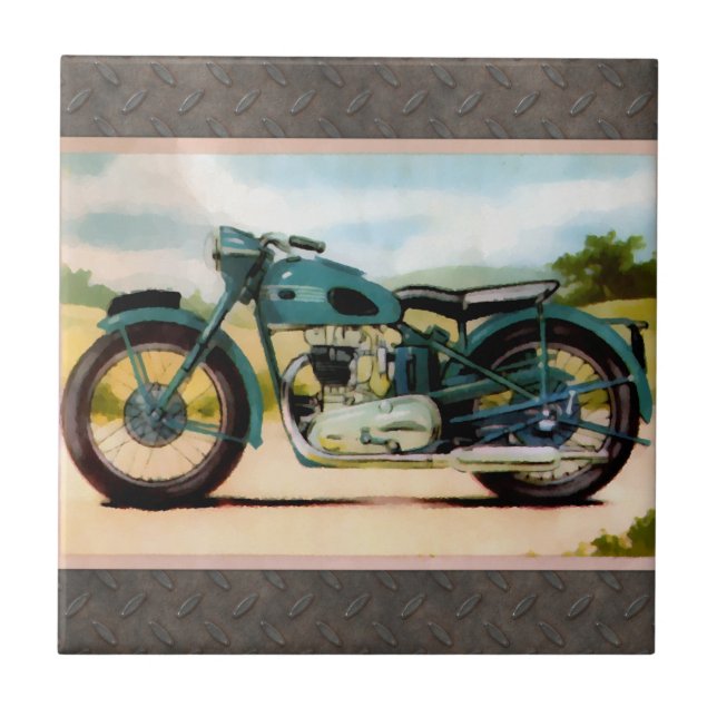 Motocicleta do vintage da aguarela (Frente)