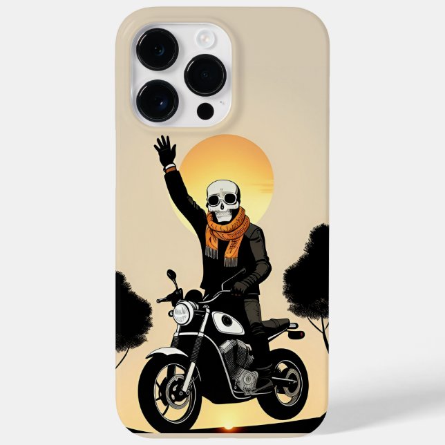 Motociclista de Máscara de Caveira Correndo (Verso)