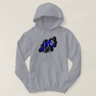 Motociclista de Moto de Rua Azul Capuz ou Camiseta