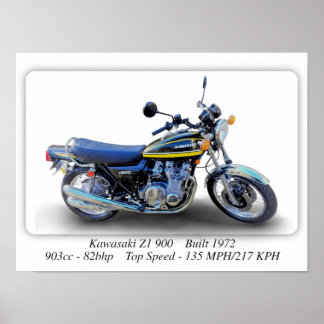 Motociclo Kawasaki Z1 900 - Impressão de tamanho A