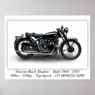 Motociclo Vincent Black Shadow - Impressão de tama