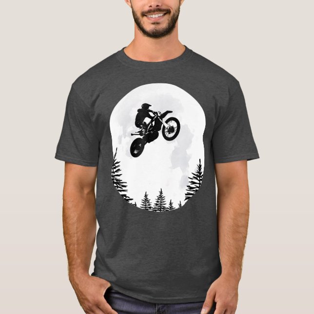 MOTOCROSS DIRTBIKE Voando sobre a camisa da Lua (Frente)