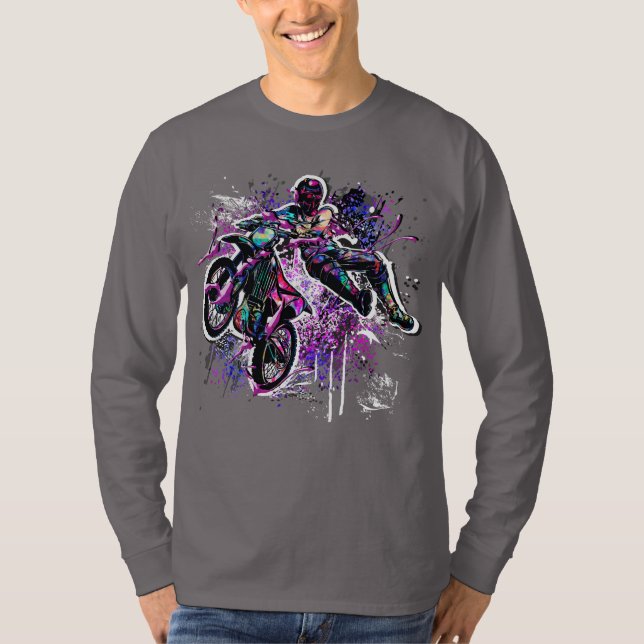 Motocross Retro - Camisa MX Motocross Longsleds (Frente)
