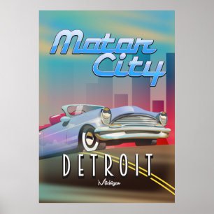 Motor City Detroit Michigan poster de viagens.