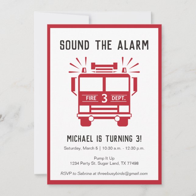 Motor de Fogo ou Convite para Festa de aniversário (Frente)