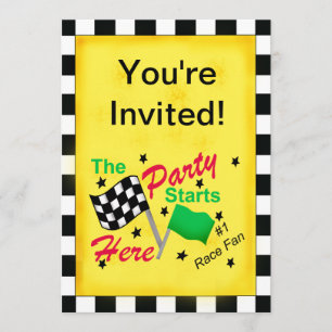 Motor que compete o convite Checkered branco preto