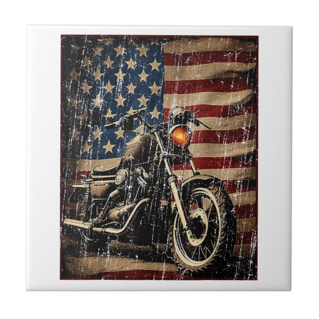 Motorcycle USA Flag Biker (Frente)