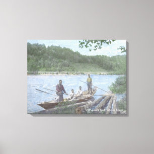 Motoristas Kennebec do rio em um barco - canvas